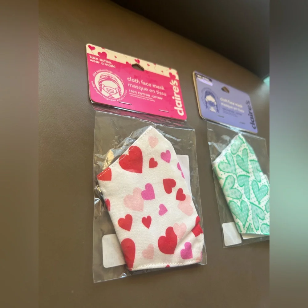 Claire's Kids Heart Face Masks 😷 - Pink🩷and Teal 💙💚